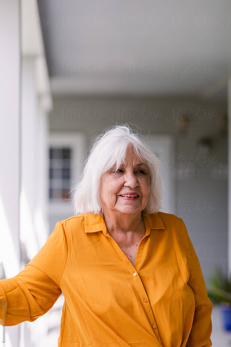 Modern elderly woman portrait in nursing home