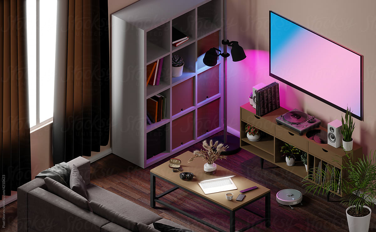 3D smart home living room interior