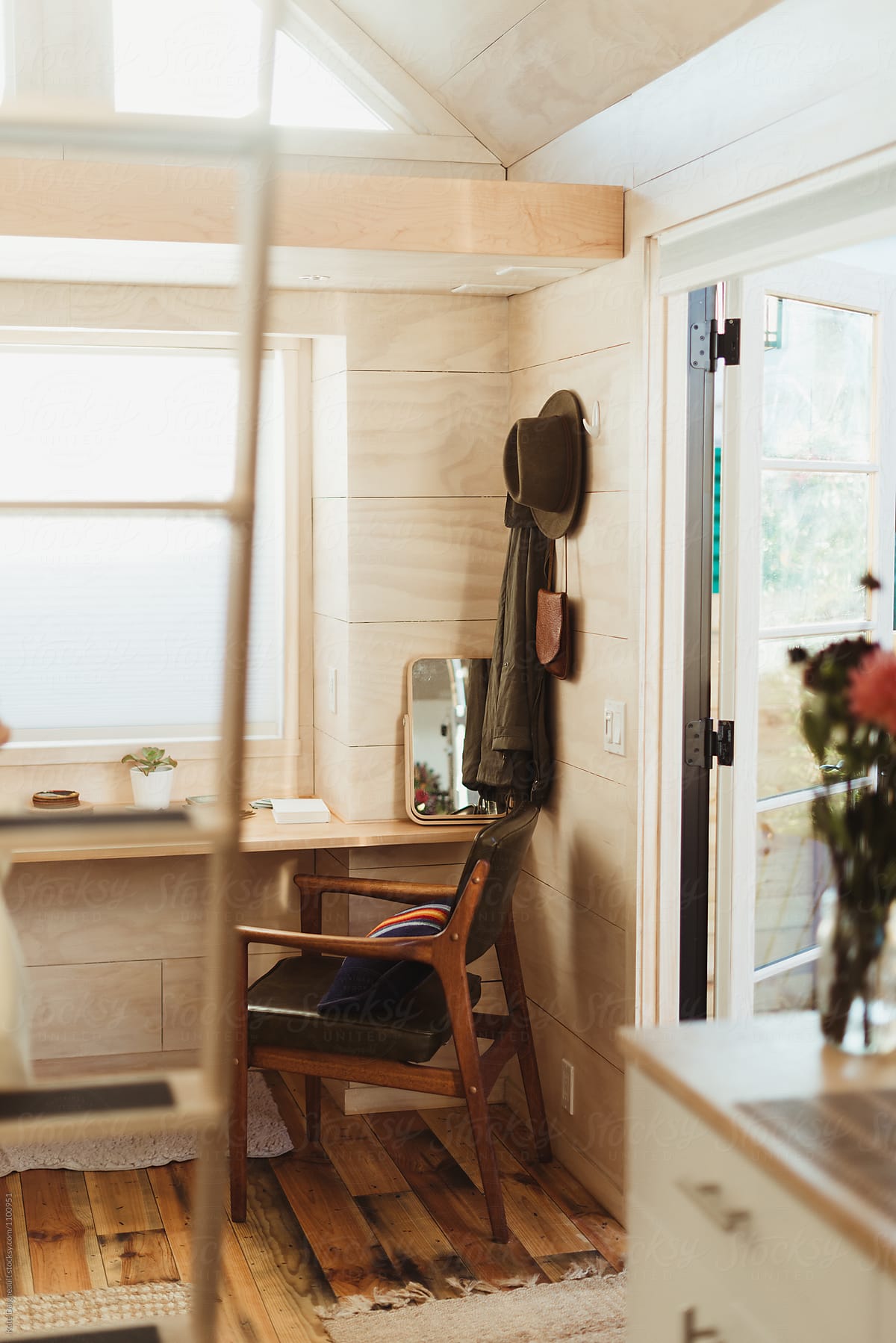 Interior of a well decorated tiny home.