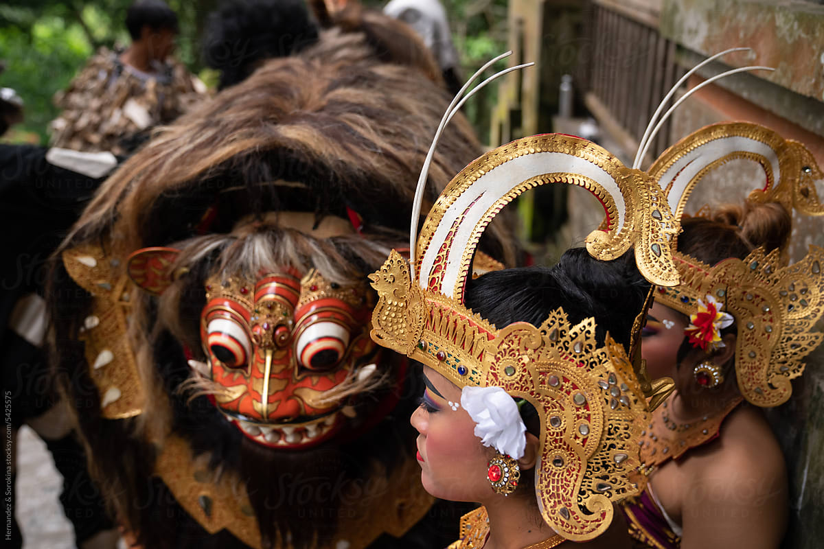 People In Traditional Balinese Performance Masks