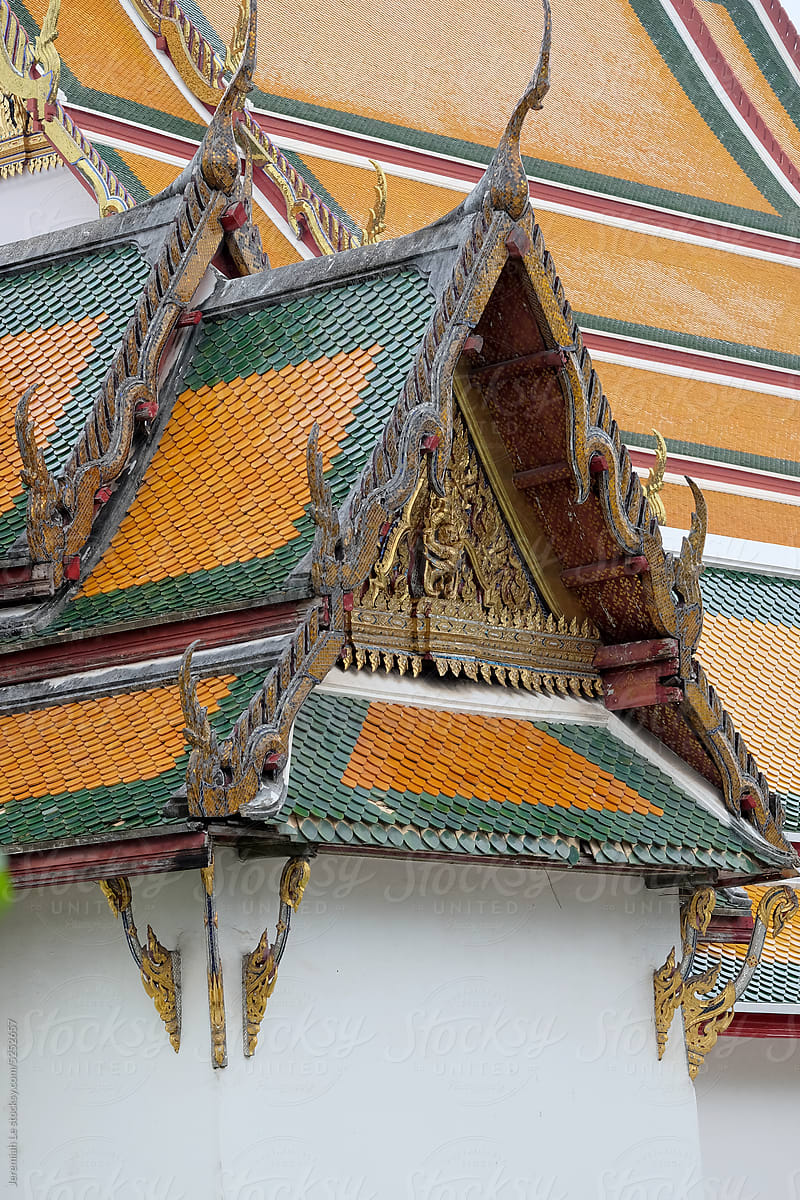 Colorful traditional Thai roof temple
