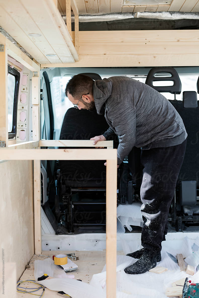 DIY Woodworking Building Kitchen in Camper Van