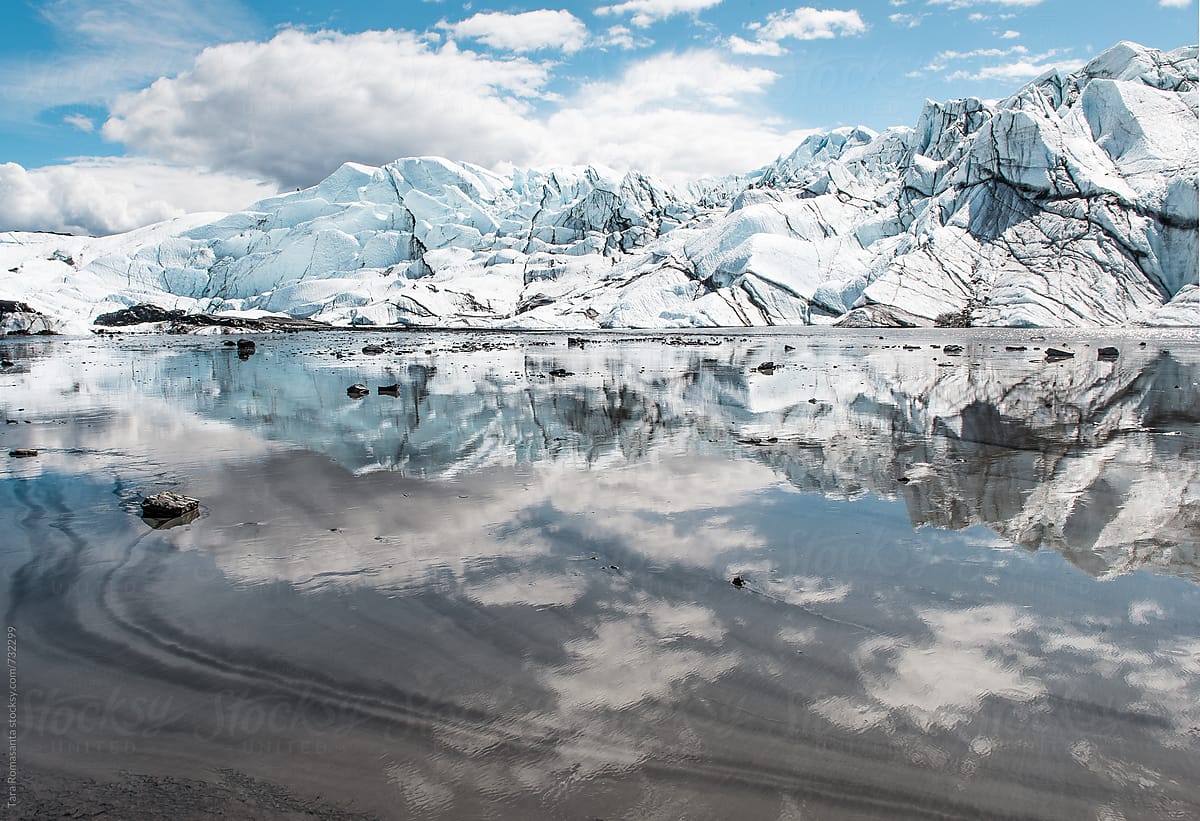 Hidden Lake at the face of Matanuska Glacier in Alaska