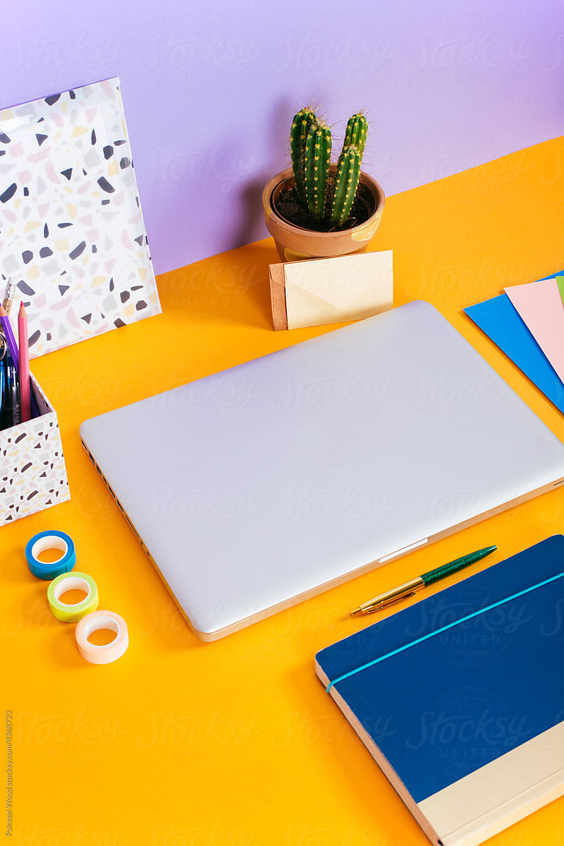 A colorful office desk