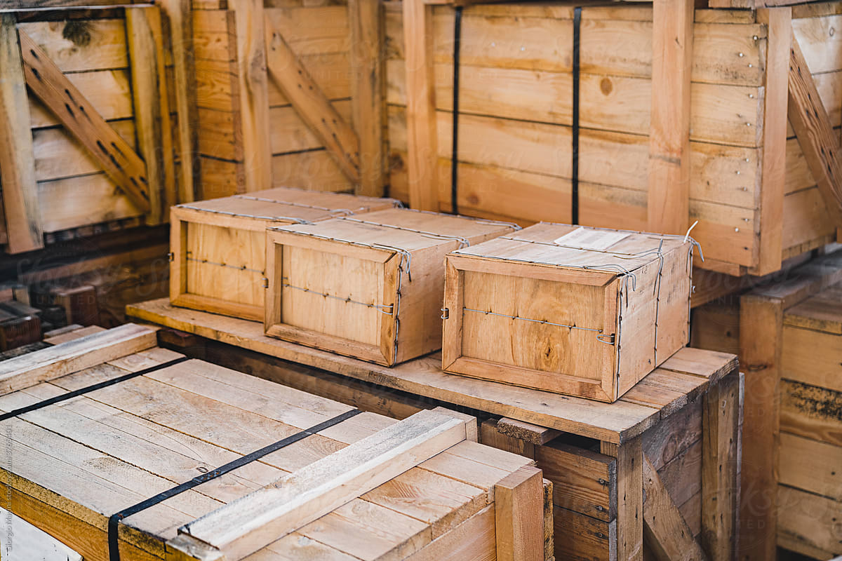 Stacks Of Wooden Boxes