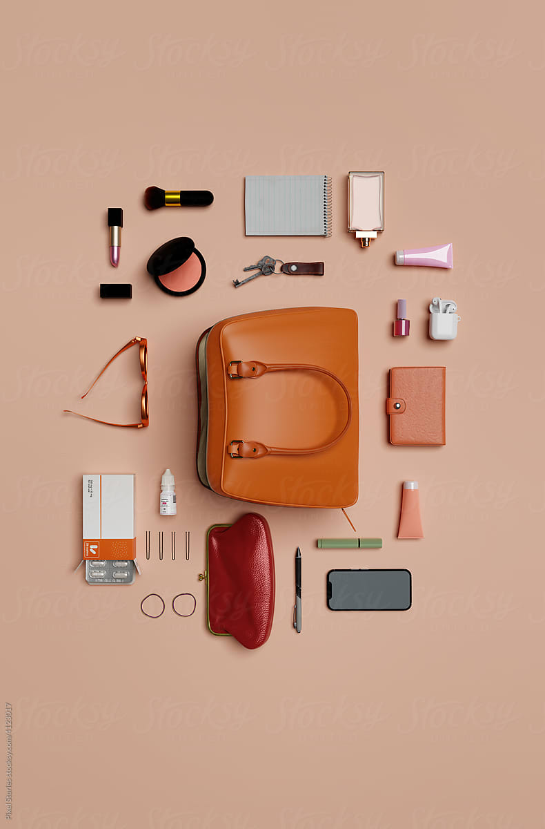 Necessary accessories and a handbag purse