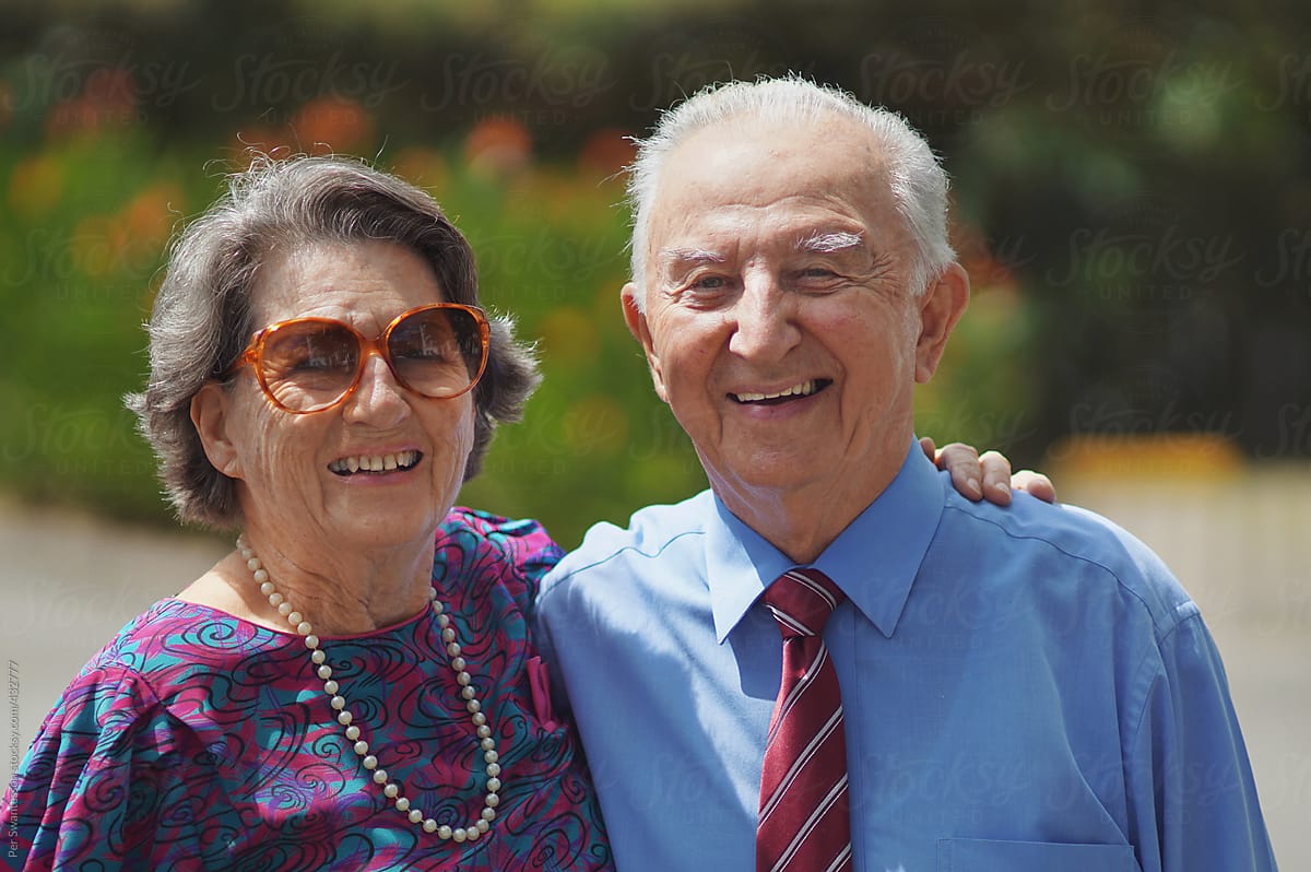 Happy, old healthy couple in love. He: 85, she 84 years old