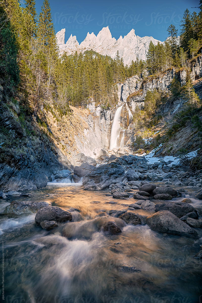 Idyllic waterfall in the mountains