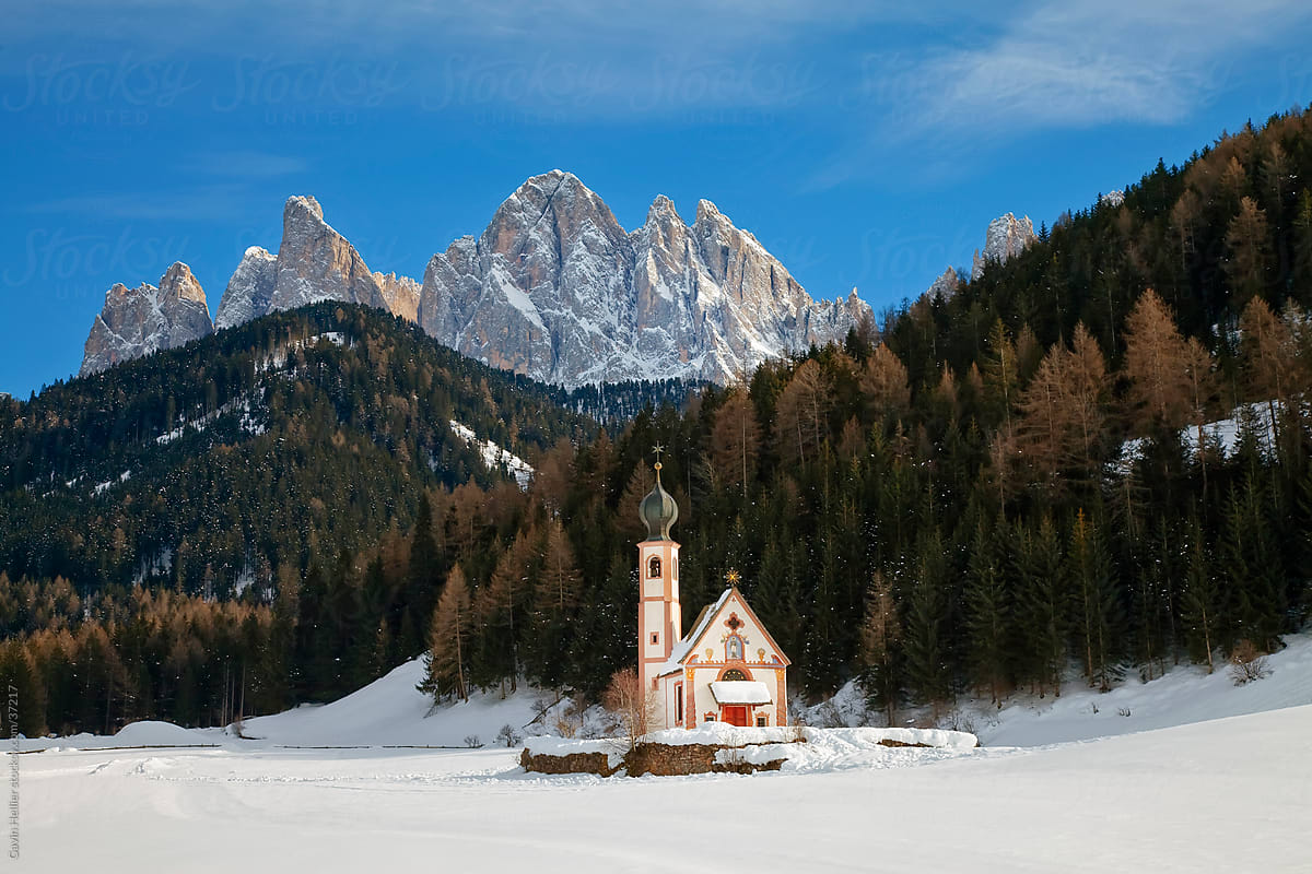 St Johann Church, Val di Funes, Dolomites mountains, South Tirol, Italy