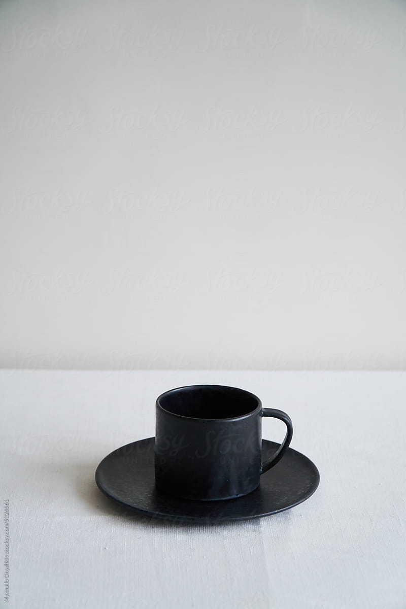 Monochrome Black Ceramic Cup and Saucer