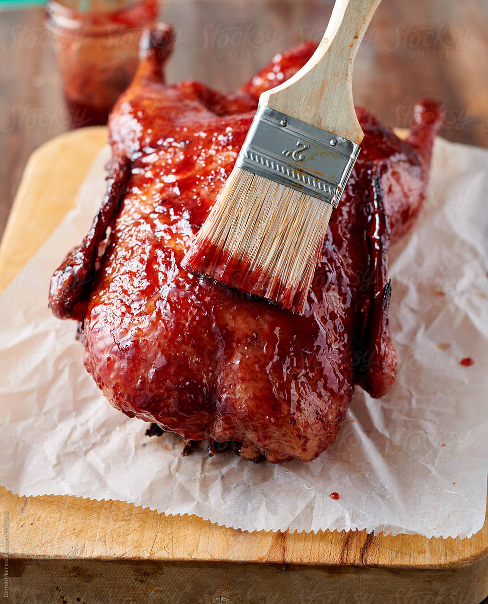 Glazed roasted duck.