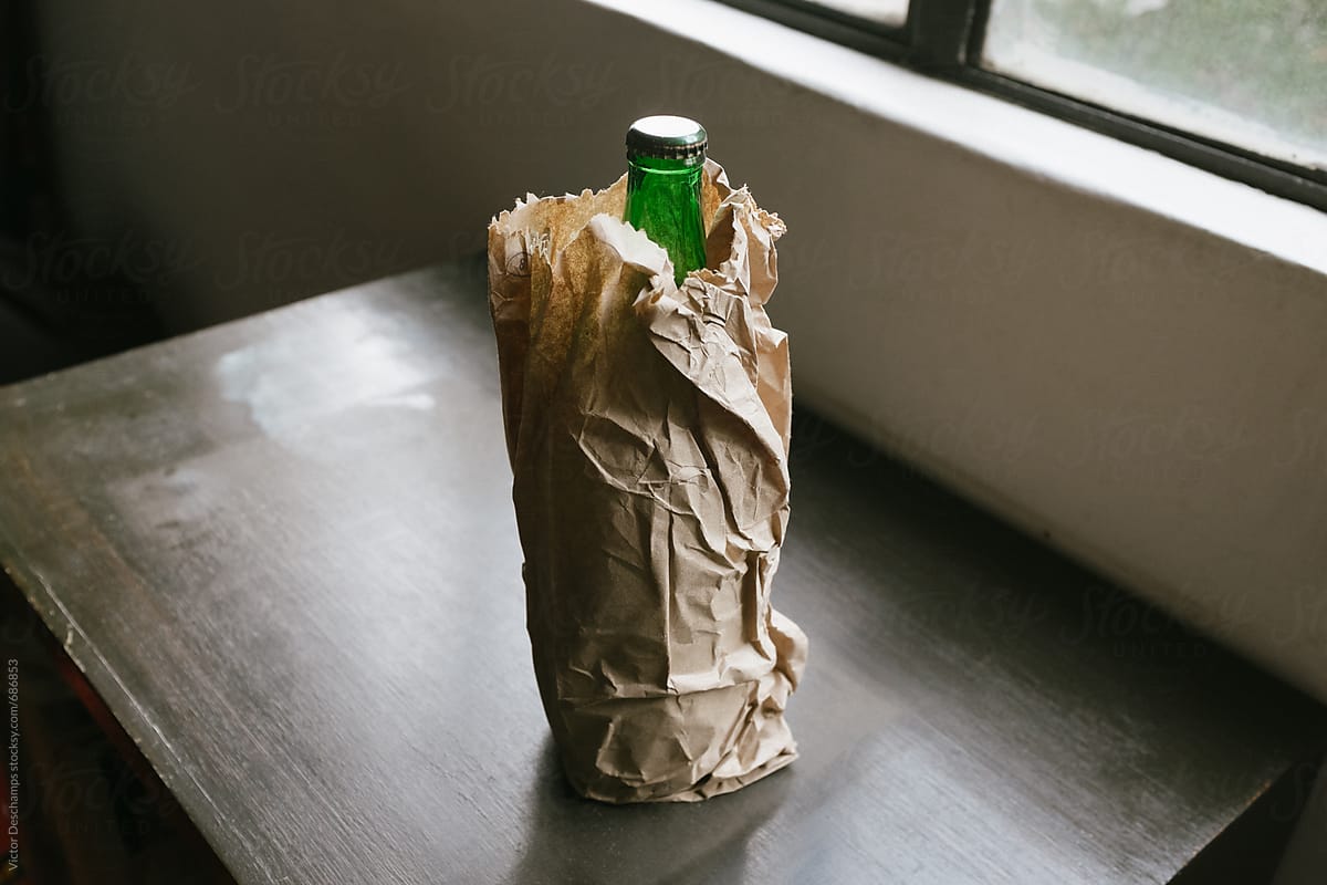Beer Bottle Inside Paper Bag