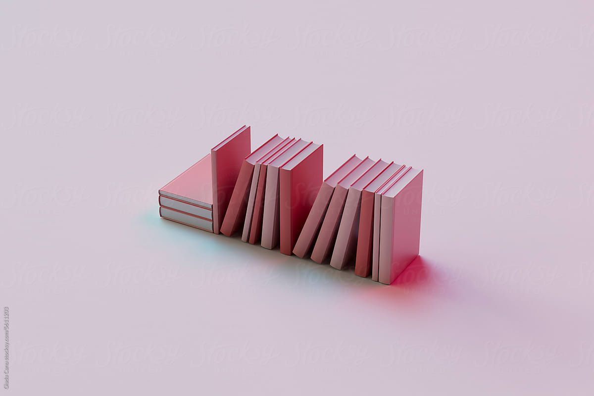 pink books on a pink background