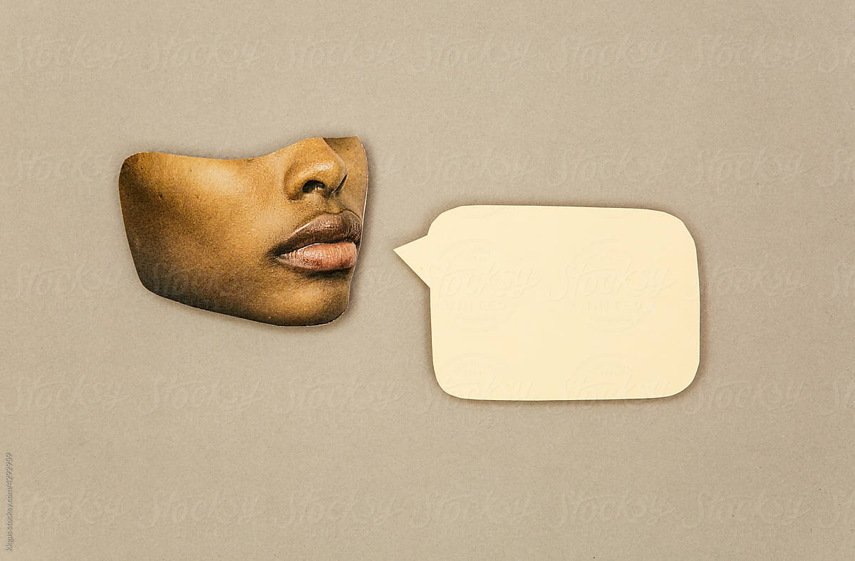 Anonymous woman with speech bubble