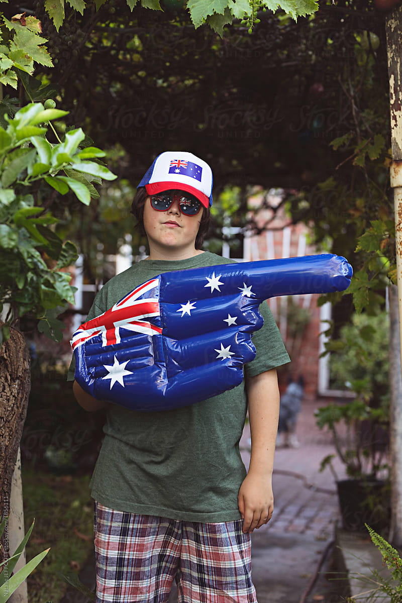 Aussie bogan child celebrating Australia Day