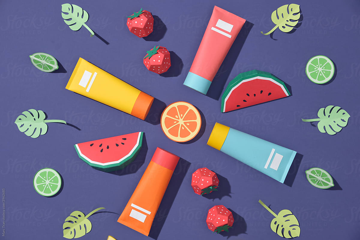 Various cosmetic products with citrus slices