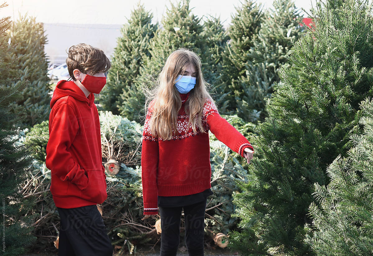 Kids Choosing Christmas Tree During Pandemic