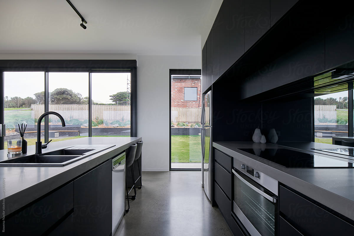 Modern kitchen with dark styling