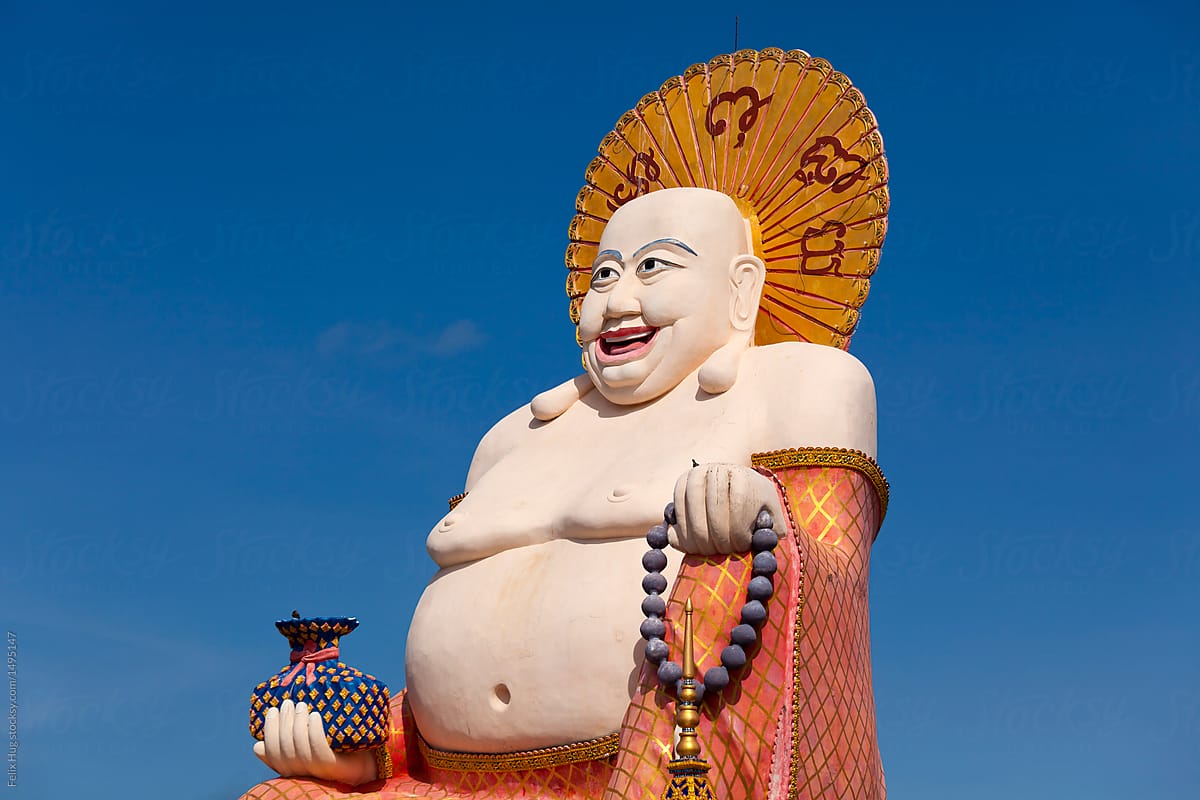 Laughing buddha upper body Wat Pai Laem, Ko Samui