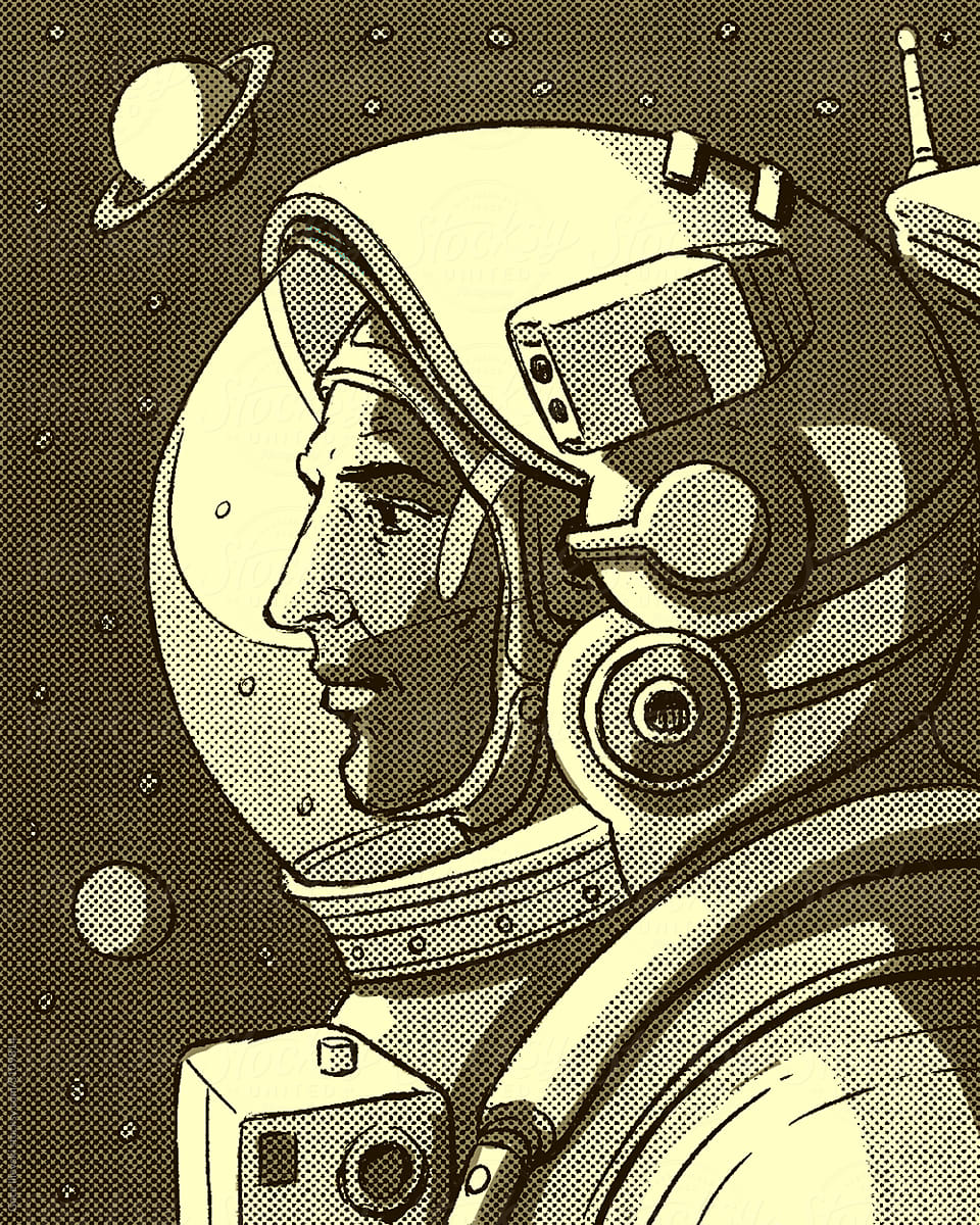Astronaut Vintage Digital Illustration