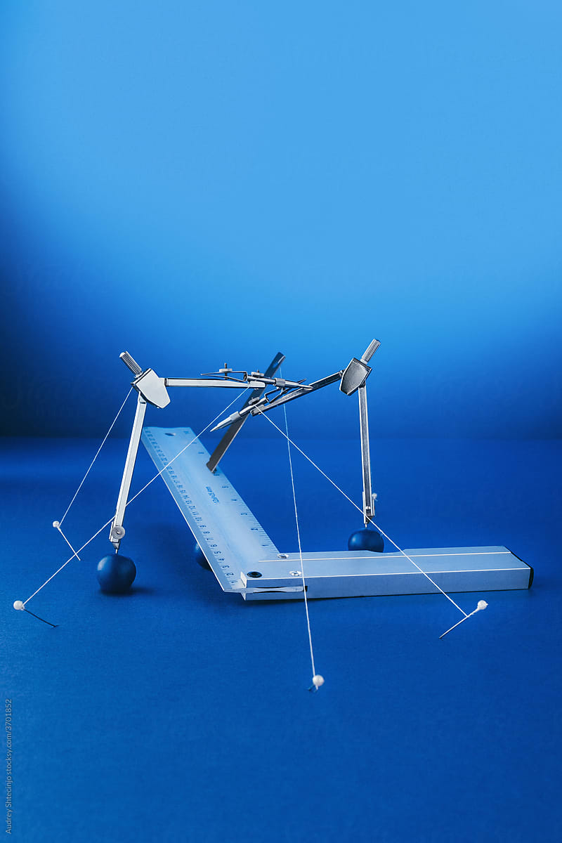 Still Life Study/architectural /geometry instruments /desk supplies balancing set up