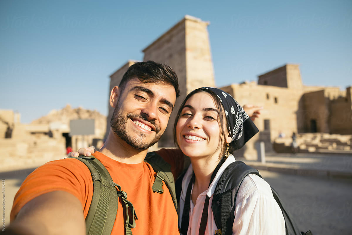 Happy couple in Philae, Egypt