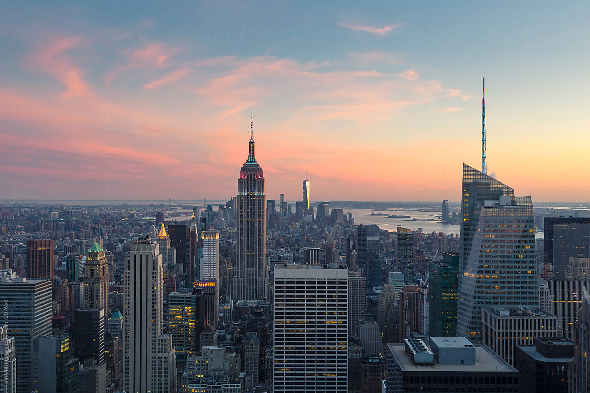 Panorama of New York City at Sunset