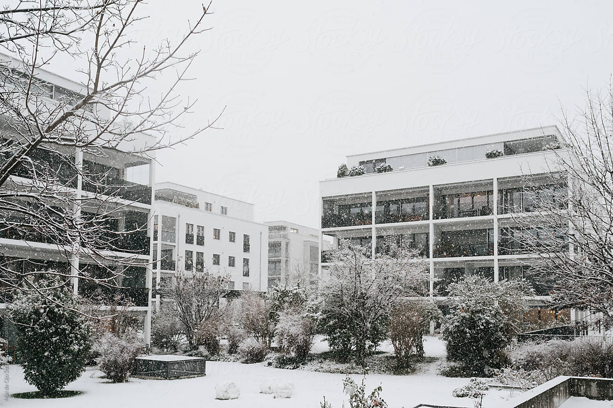 Snowy Apartment Buildings