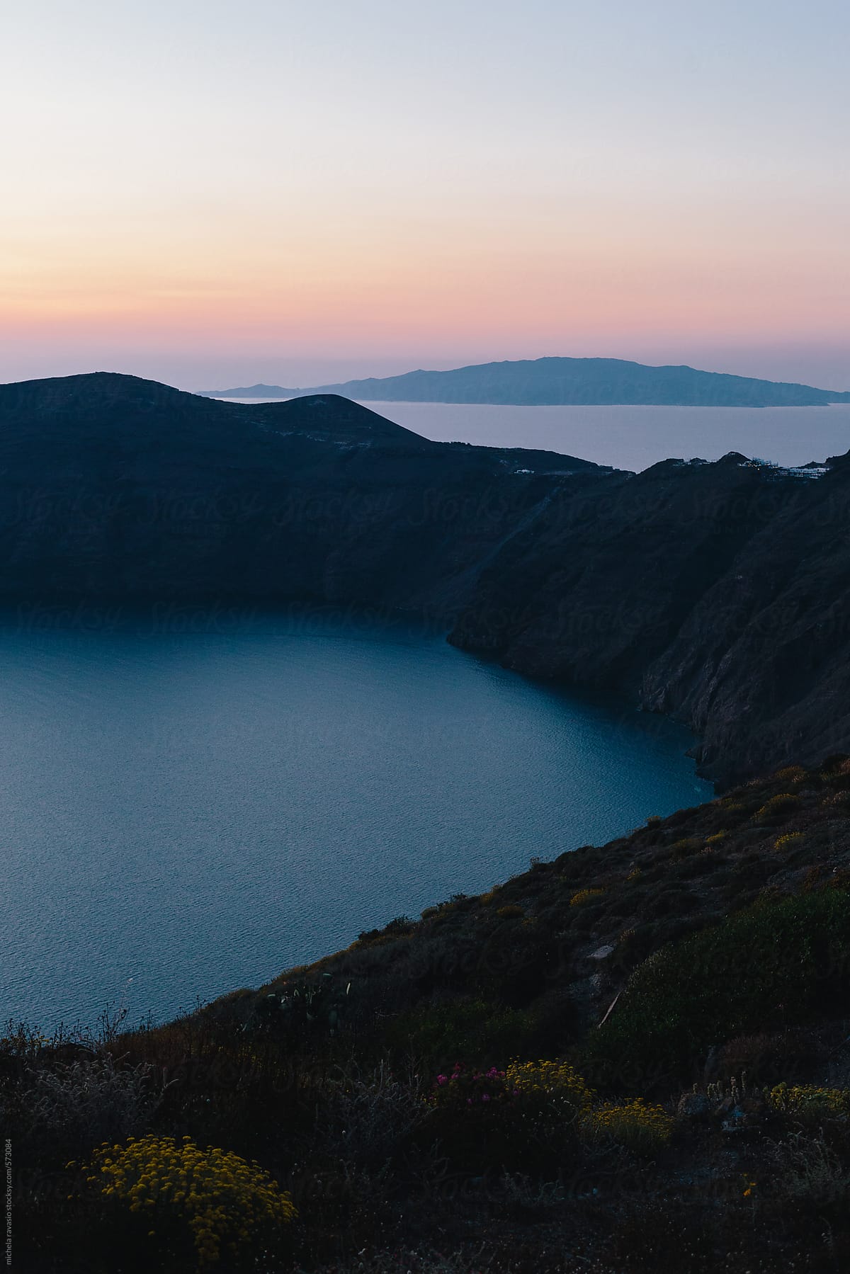 "The Caldera Of Santorini At The Dusk" by Stocksy Contributor "Michela