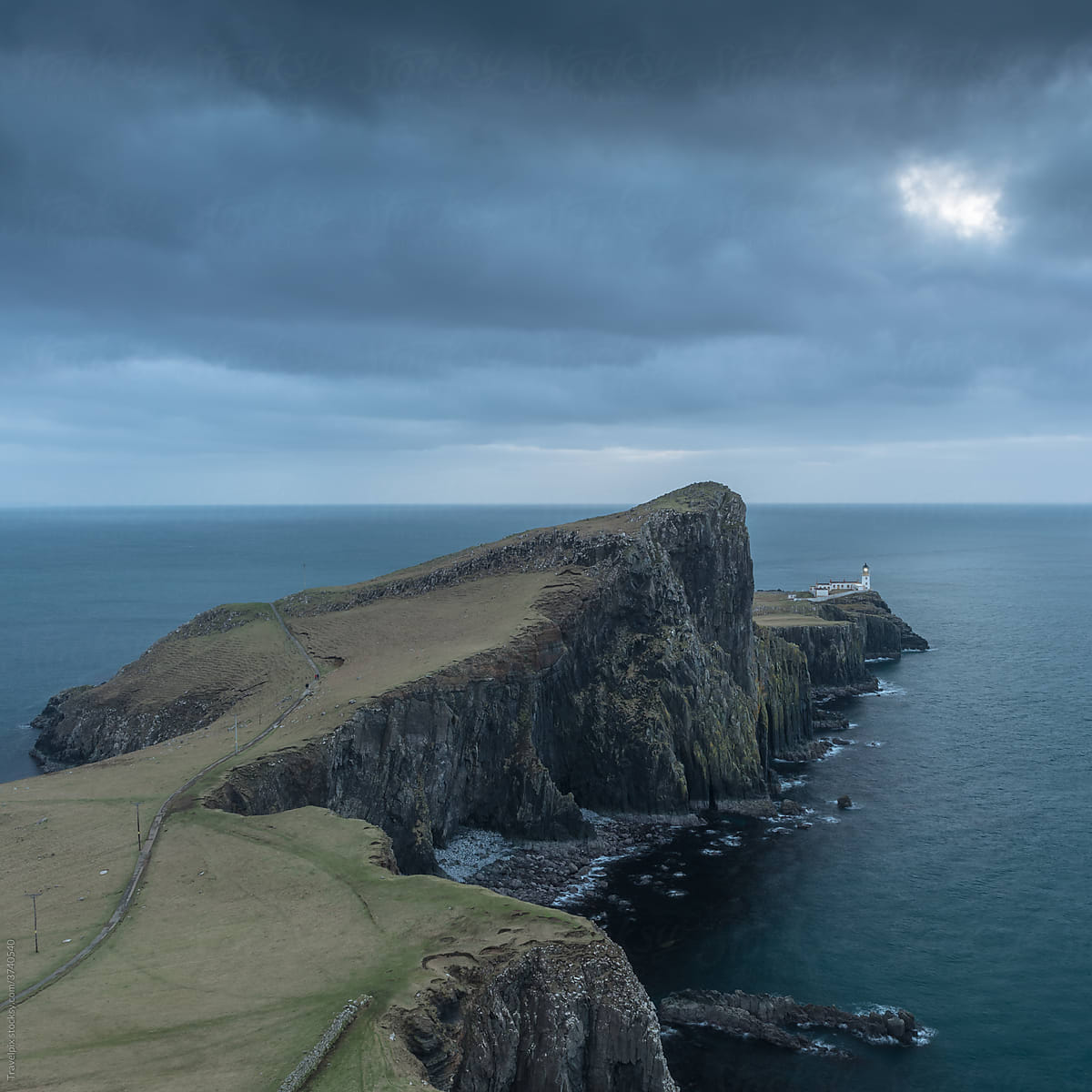 Neist Point Lighthouse at Sunset.  Isle of Skye