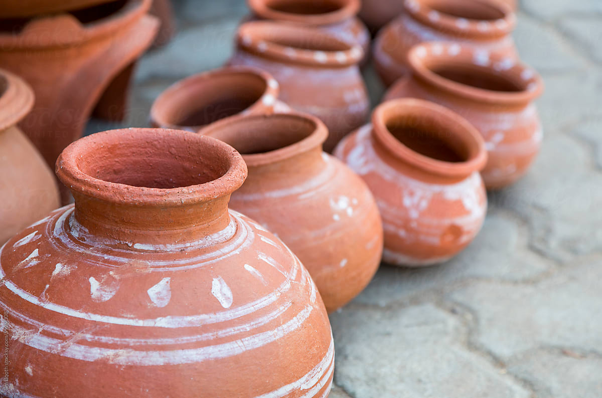 Terracotta pots in a market
