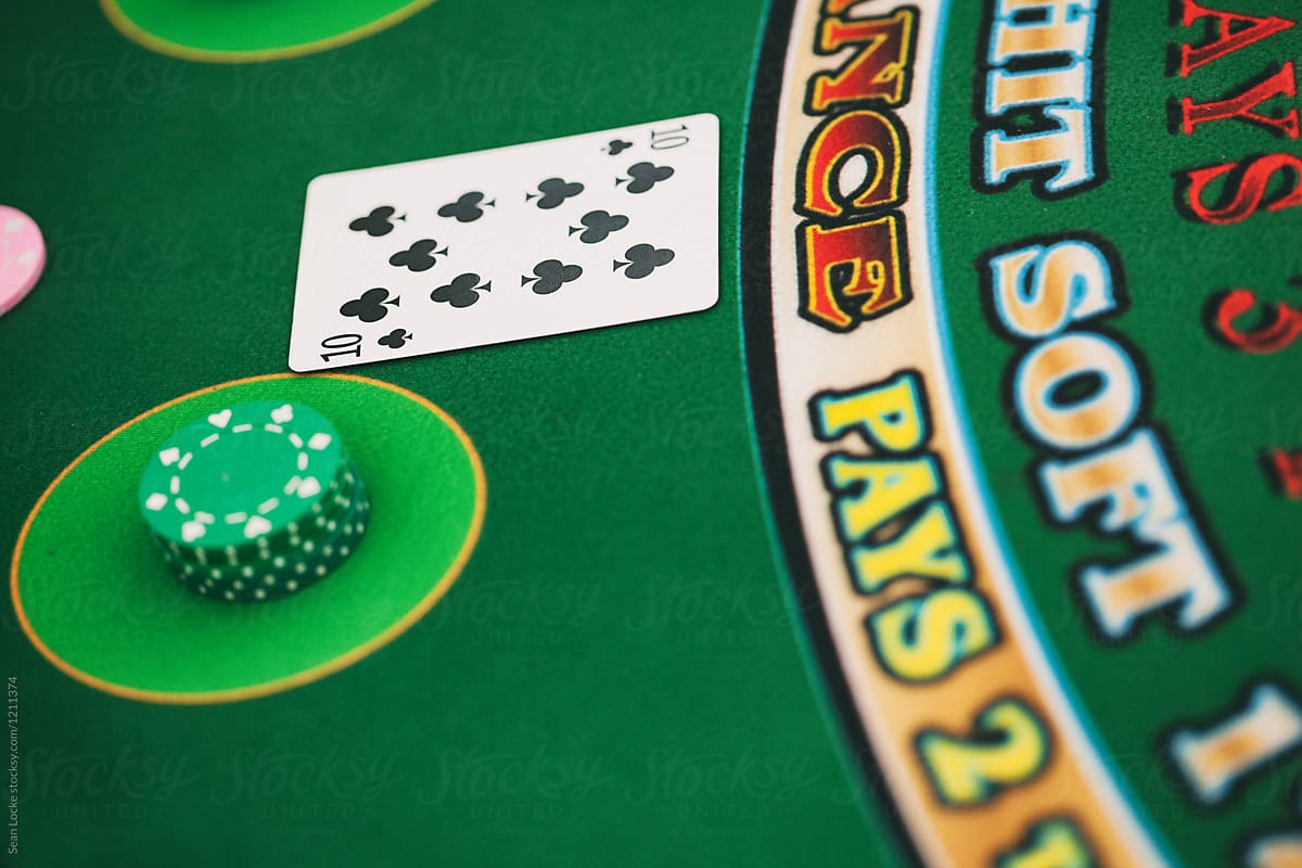 Casino: Focus On Ten Of Spades In Blackjack