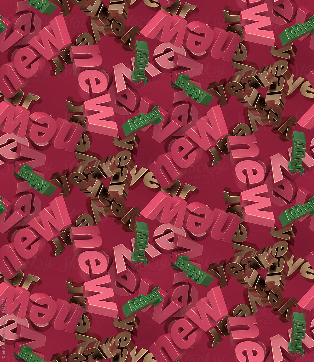 Wallpaper art of red green and gold words \