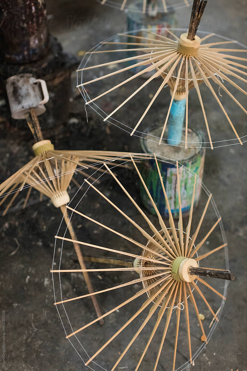 Painting Umbrellas  Village, Chiang Mai, Northern Thailand, Asia