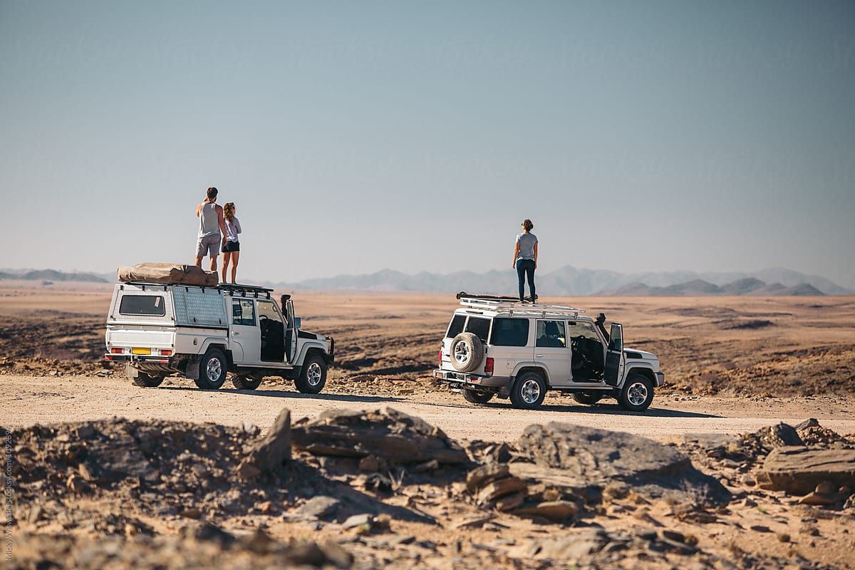 Friends on desert roadtrip