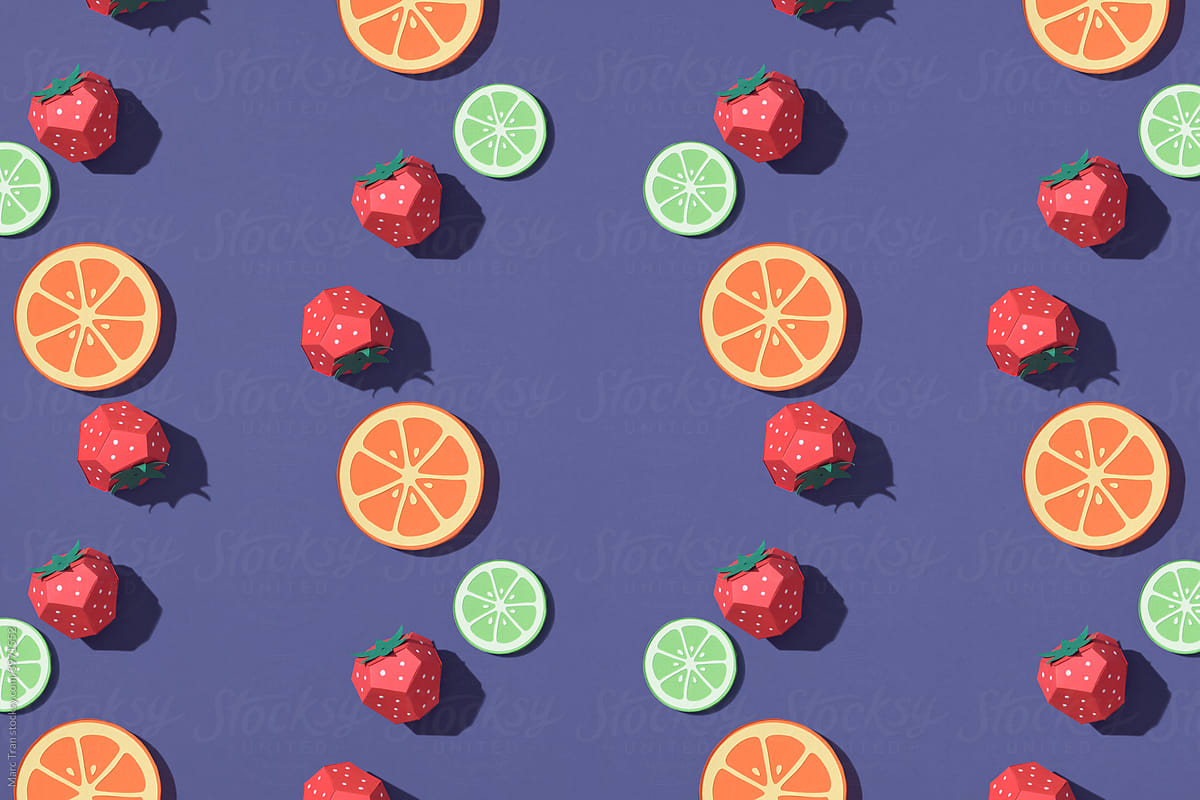 trendy seamless pattern sliced mixed citrus fruits