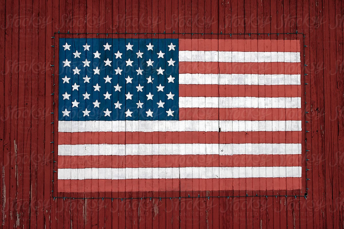 American Flag on Rural Barn