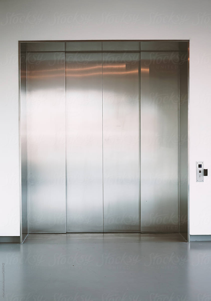 Shiny new elevator doors