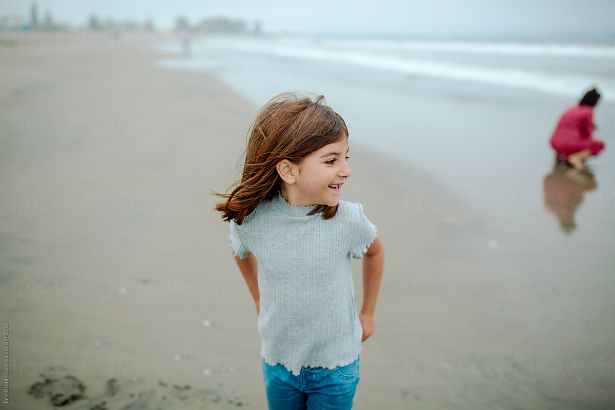 Smiling young girl on beach