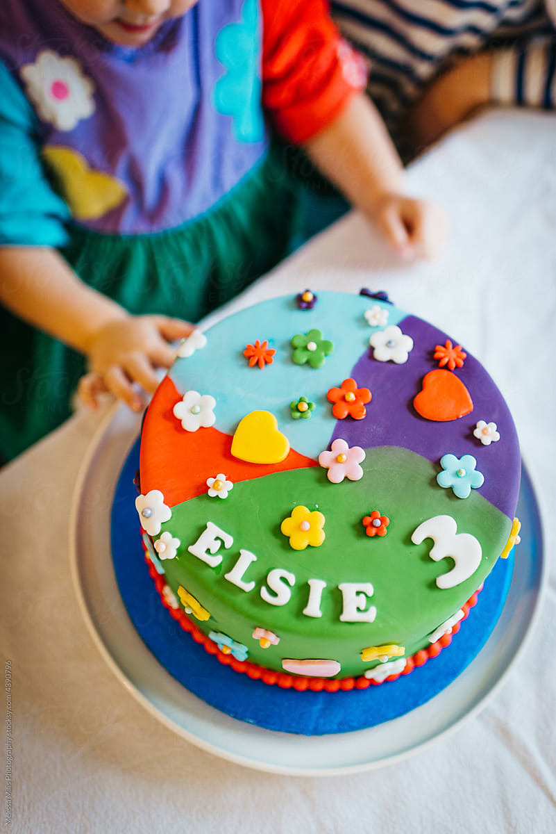 Flower power birthday cake for 3 year old girl
