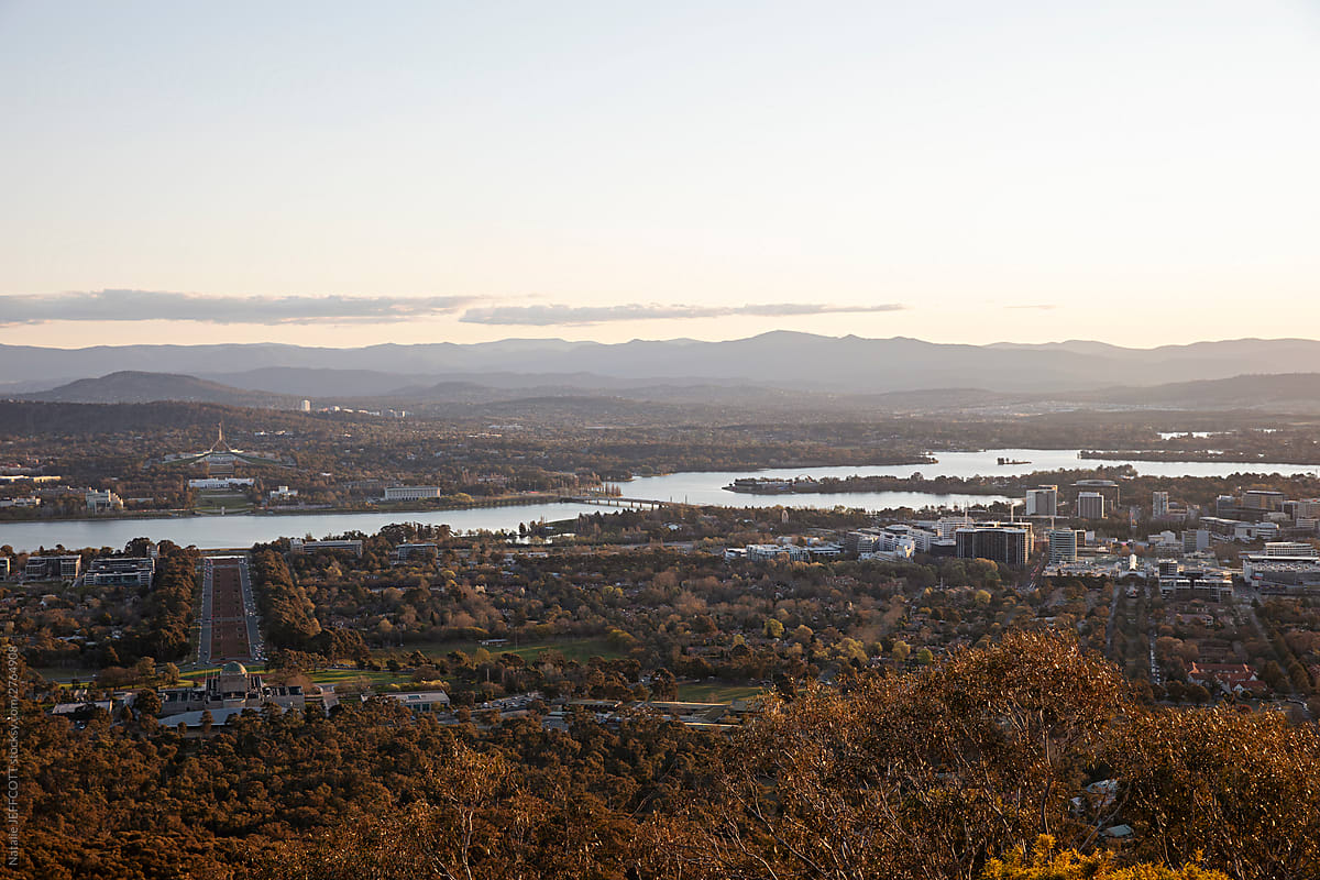 Sunset over Australia\'s Capital - Canberra. Taken from Mount Ainslie Lookout