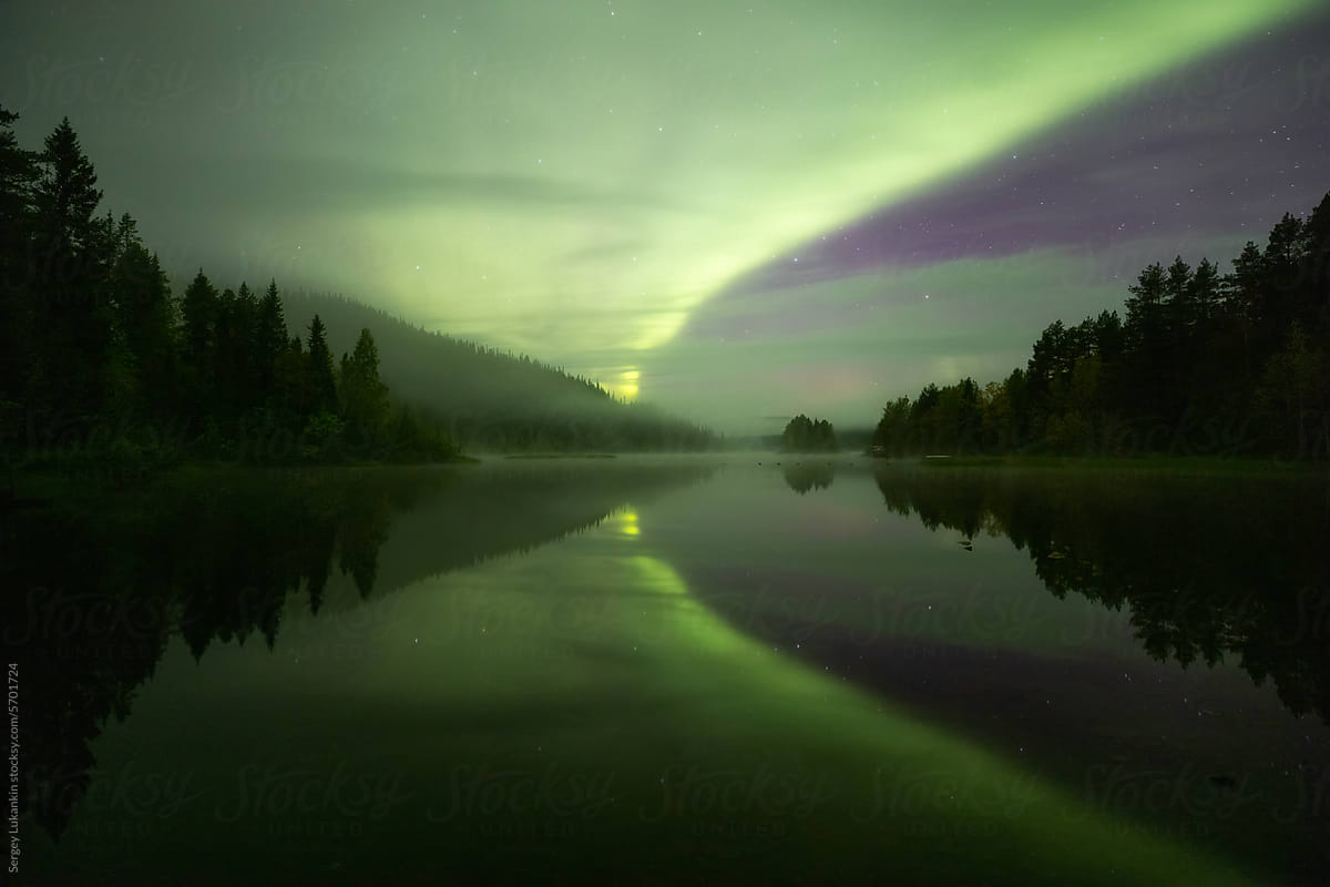 Northern Lights over the lake