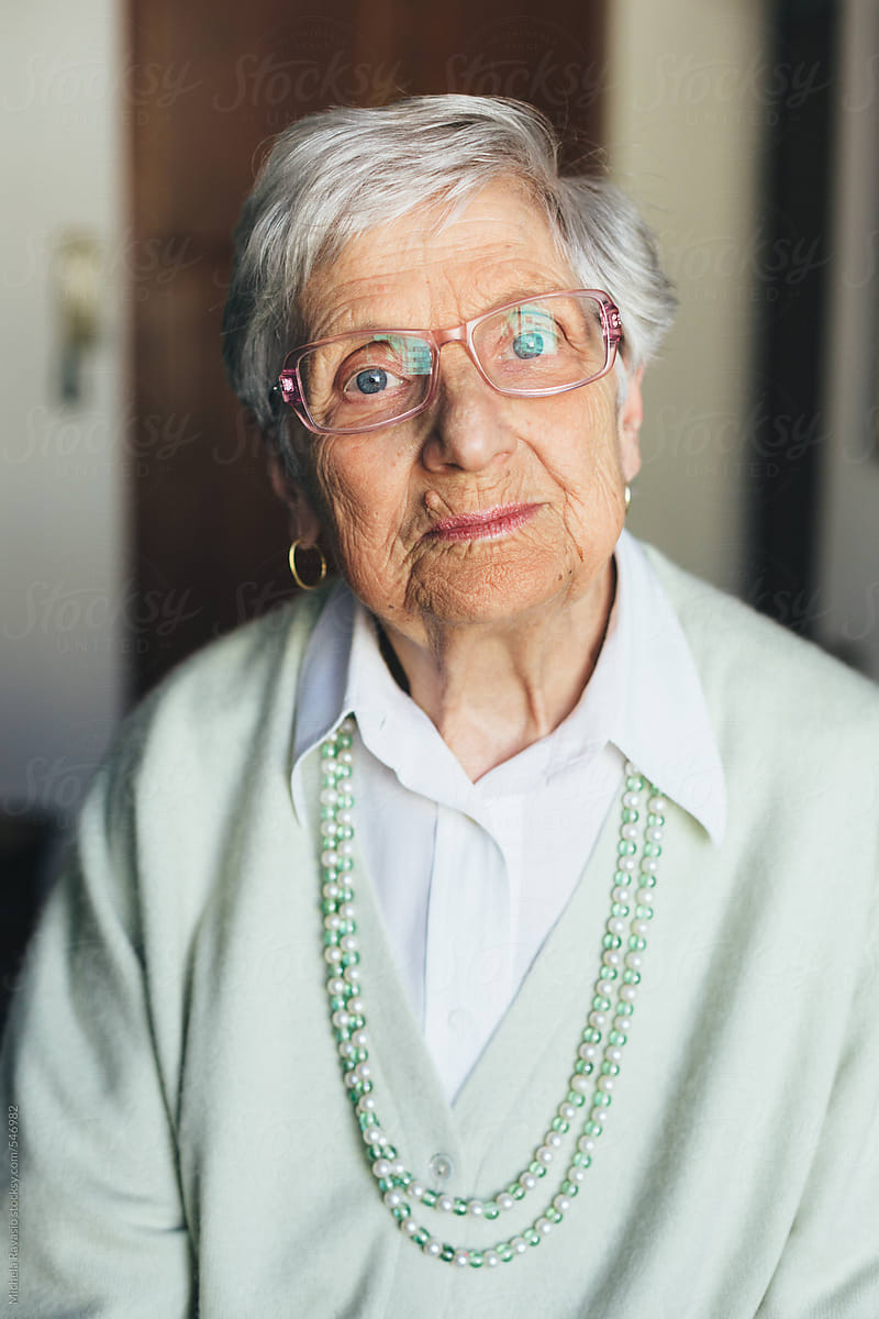 Portrait Of Beautiful Old Lady by Michela Ravasio