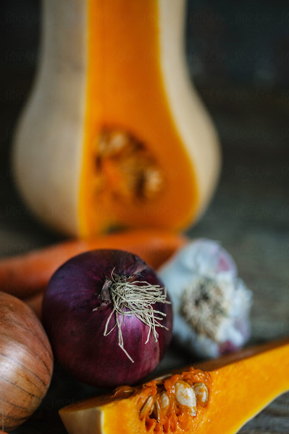 Ingredients for butternut squash soup.