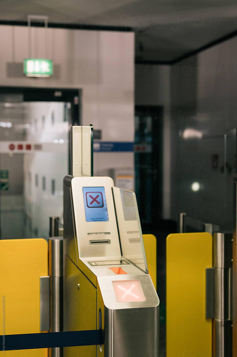 Ticket scanner near gate in airport