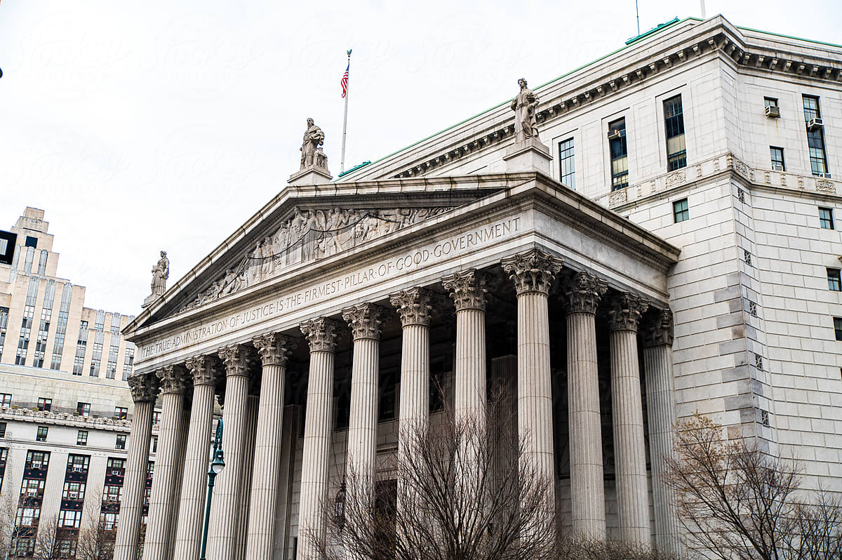 Classical courthouse with inscriptions in Manhattan