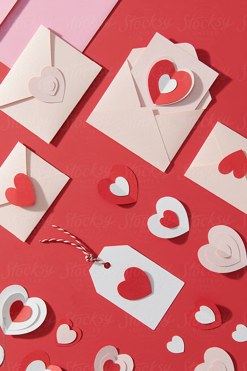Gift card for Valentine\'s Day with letters and hearts