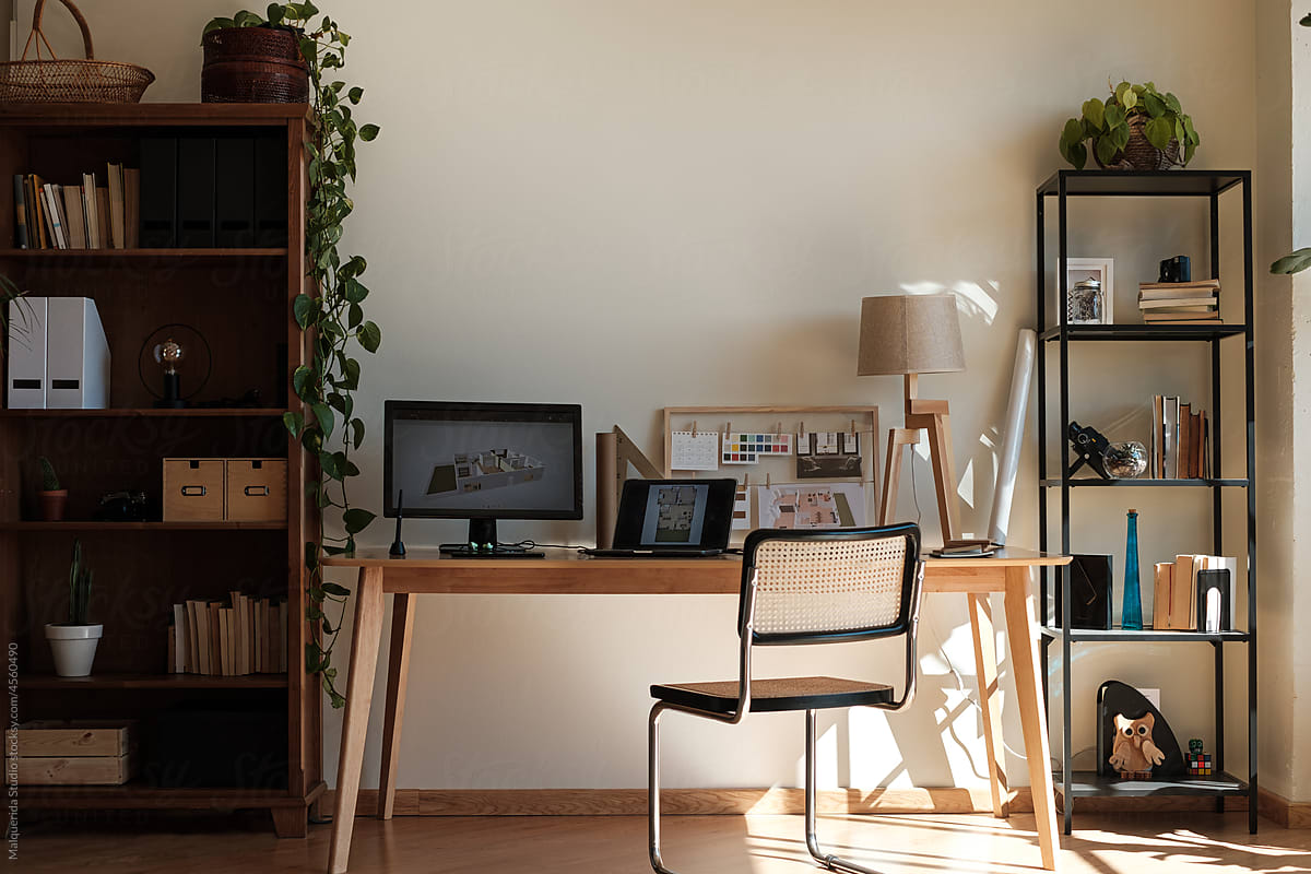 Cozy workplace with desk