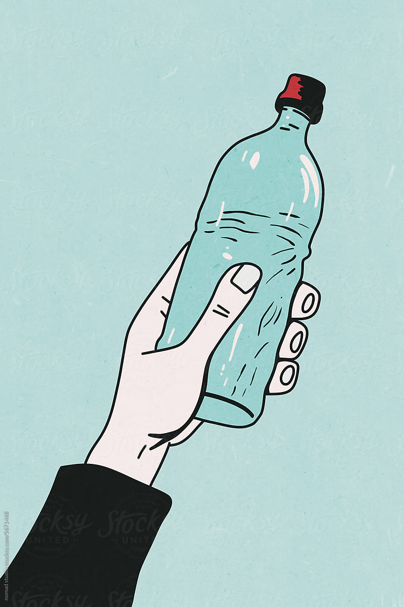 Hand holding a bottle of water