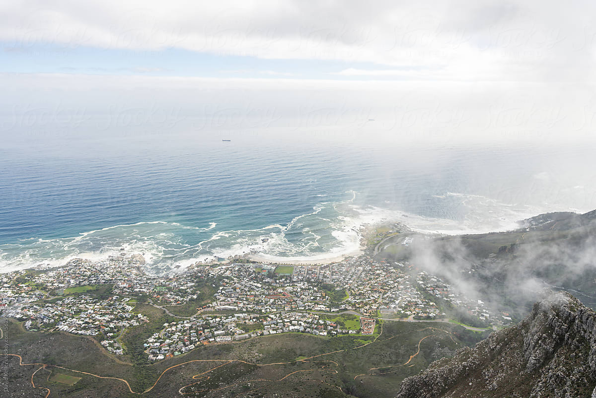 Where the land meets the ocean at the southern tip of South Africa